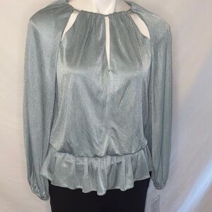 Boston Proper Silvery light turquoise blue woman’s top.
